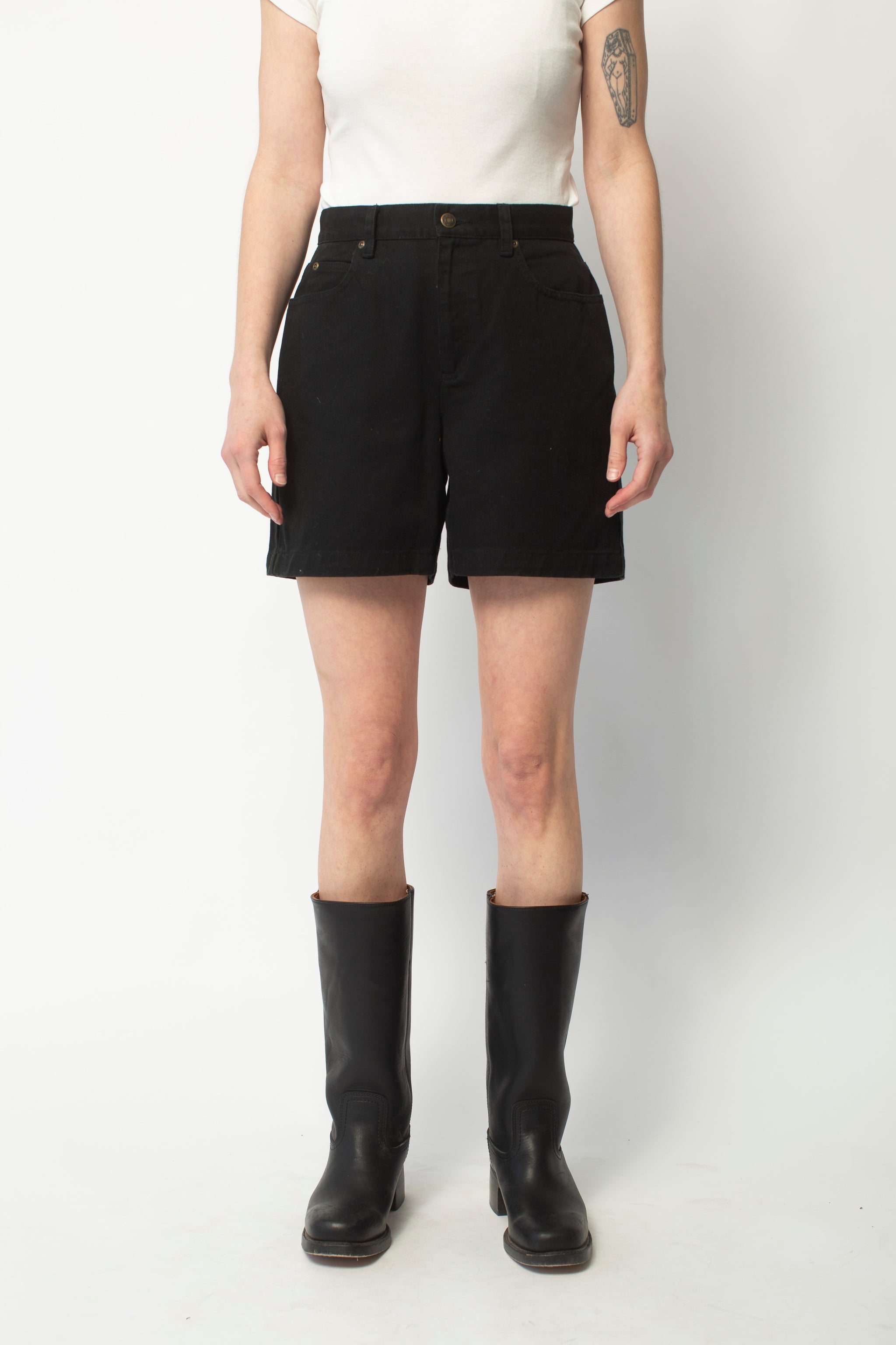 Vintage black denim shorts cheap