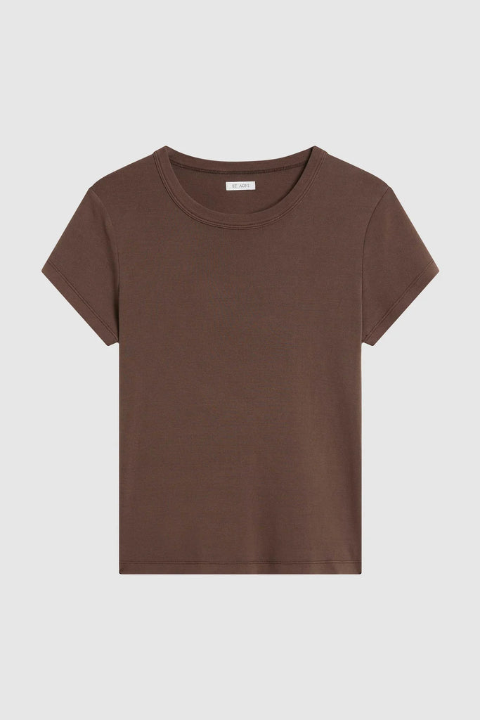 Brown t-shirt on a light gray background