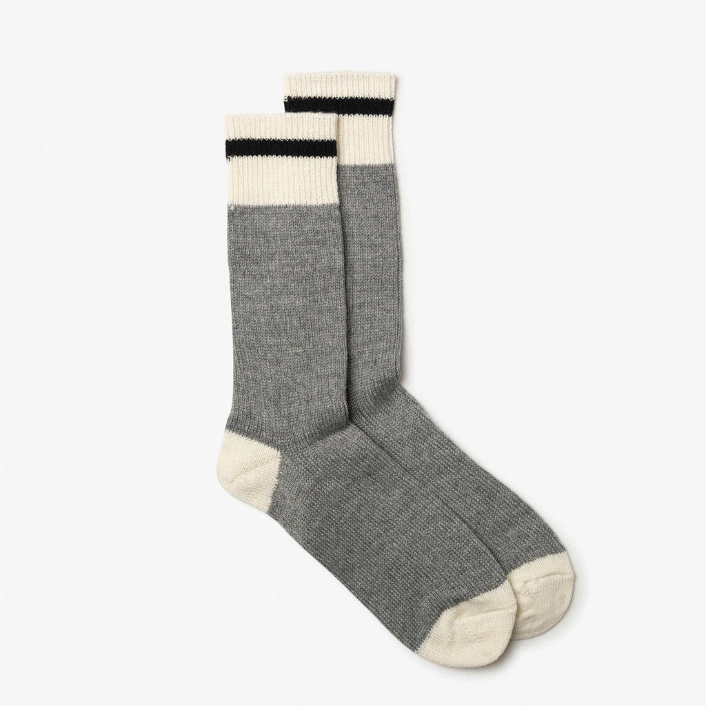 Gray socks with white accents on a white background