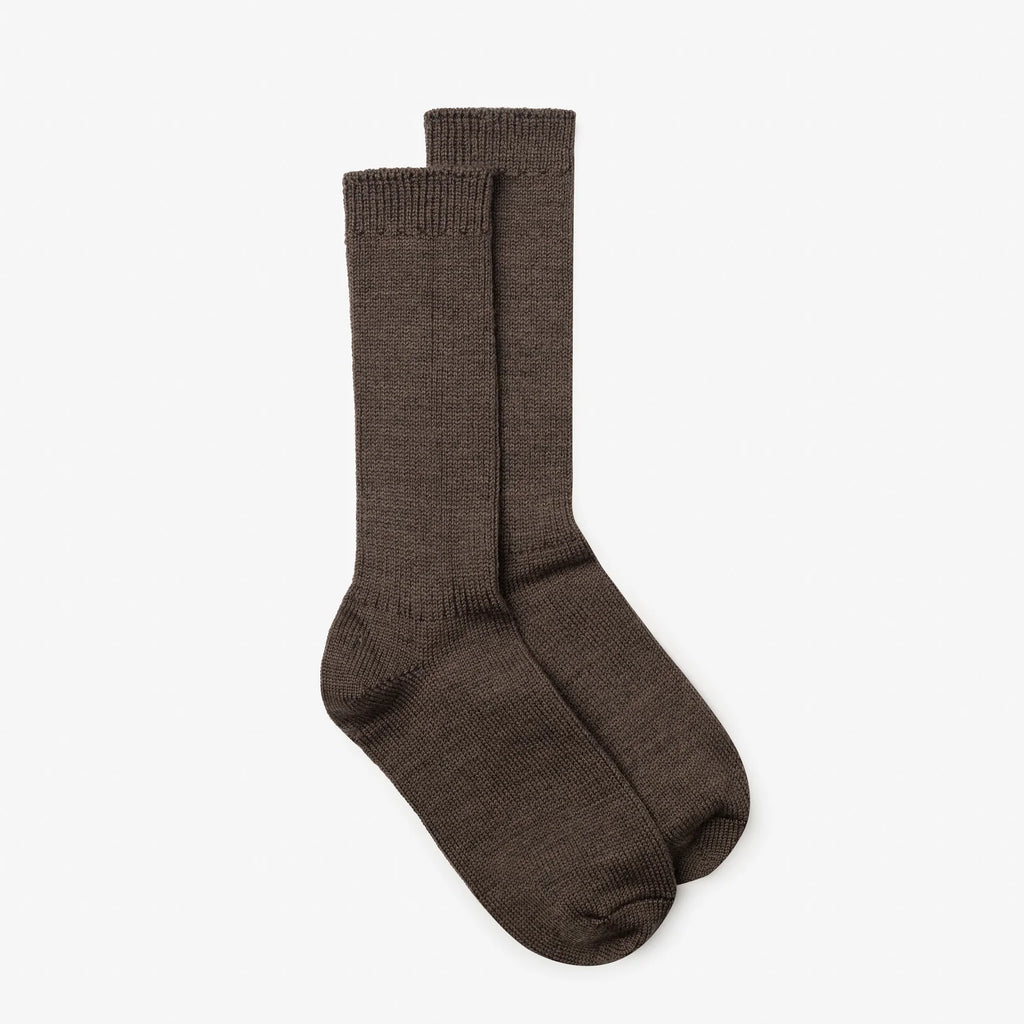 Pair of brown socks on a white background